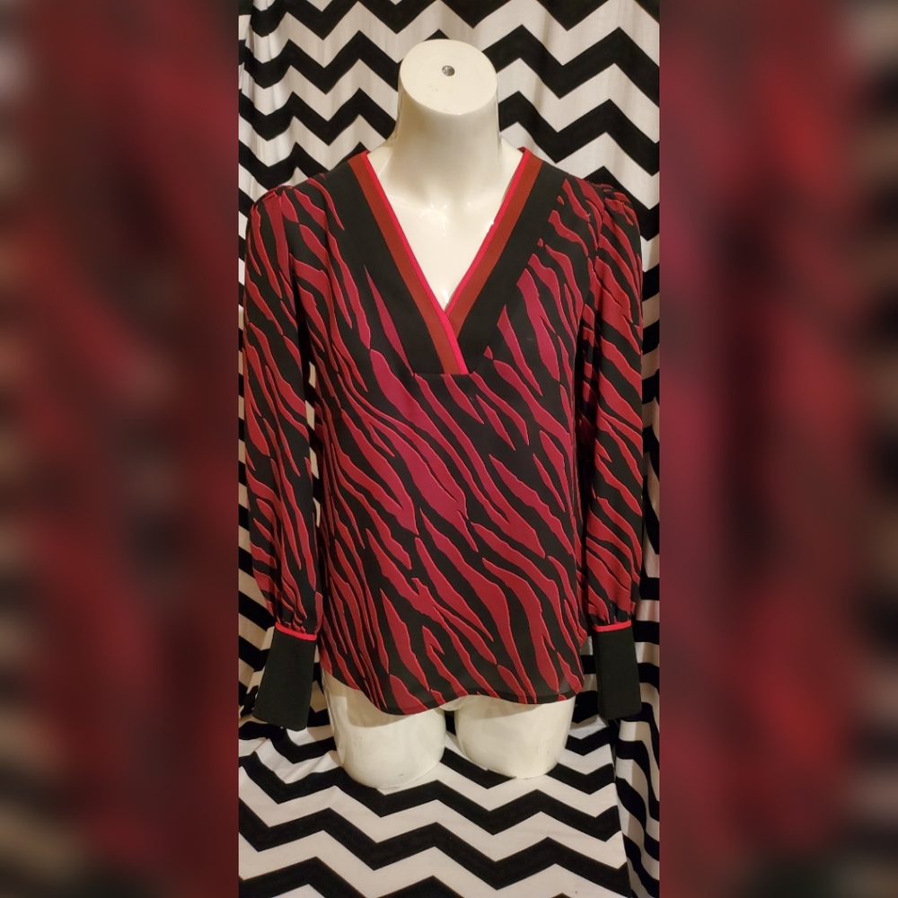 NWOT Express Red and Black Top / Blouse